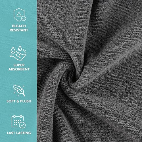 Image of Arkwright Bleach Resistant Salon Towels 24 Pack - Microfiber Hair Towels, Soft, Absorbent, Quick Dry, Lint Free Spa & Barber Towels for Hair Stylist, Nail Salon & Esthetician, 16 x 27, Grey