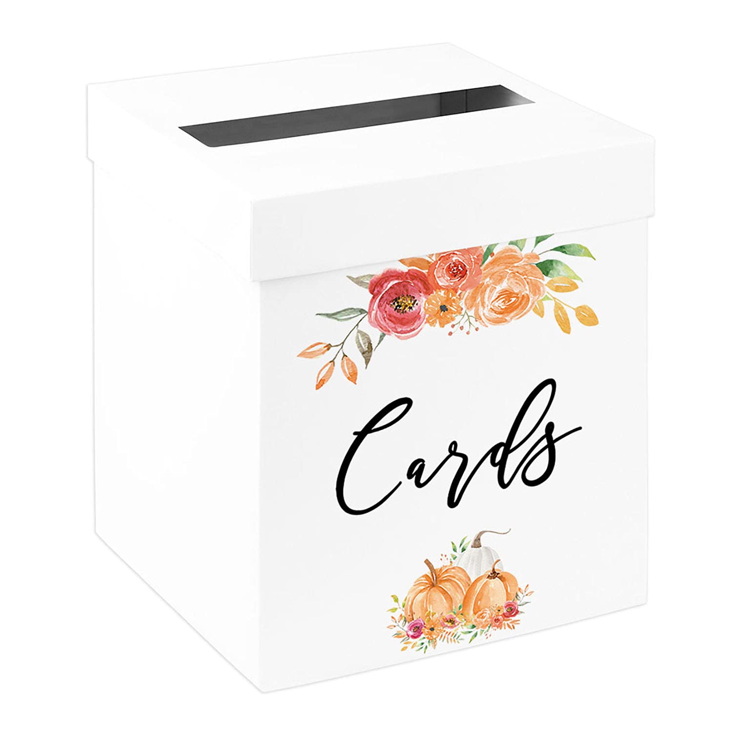 Andaz Press Sturdy White Wedding Day Card Box Fall Autumn Florals Wedding Gift Boxes for Cards Card Box for Bridal Shower Baby Shower Birthday Graduation Events 10x10x10 Inches