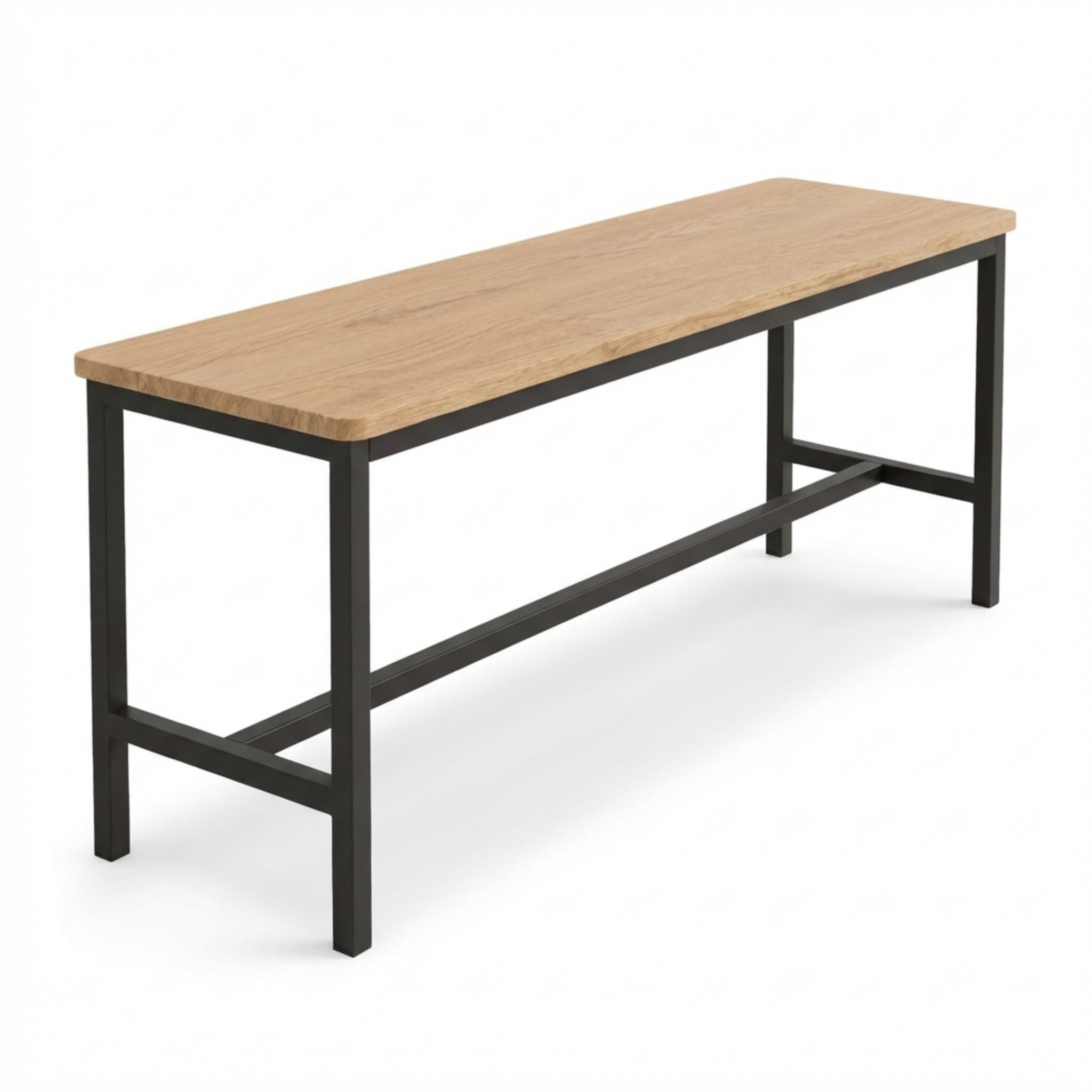 SAM Sitzbank Agata | 97 x 32 cm | Bank Holz-Optik Eiche | Schwarzes Metallgestell | Esszimmer- & Küchenbank | Robuste, Pflegeleichte Holzbank Esszimmer & Sitzbank Flur