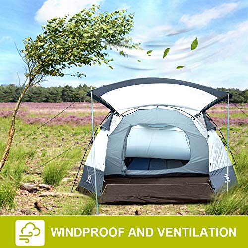 Bessport 10 Person Tent, Waterproof & Windproof Cabin Tent Instant Setup, 3-4 Seasons Large Family Camping Tent for Hiking, Outdoor, Travel with Dividers Awning (2 Room)