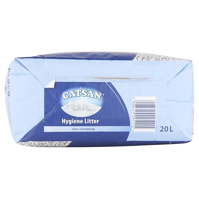 Foto 5 de 8 de Catsan Hygiene - Arena para gatos no aglomerante, 20 L (paquete de 4), gránulos blancos de bajo polvo…