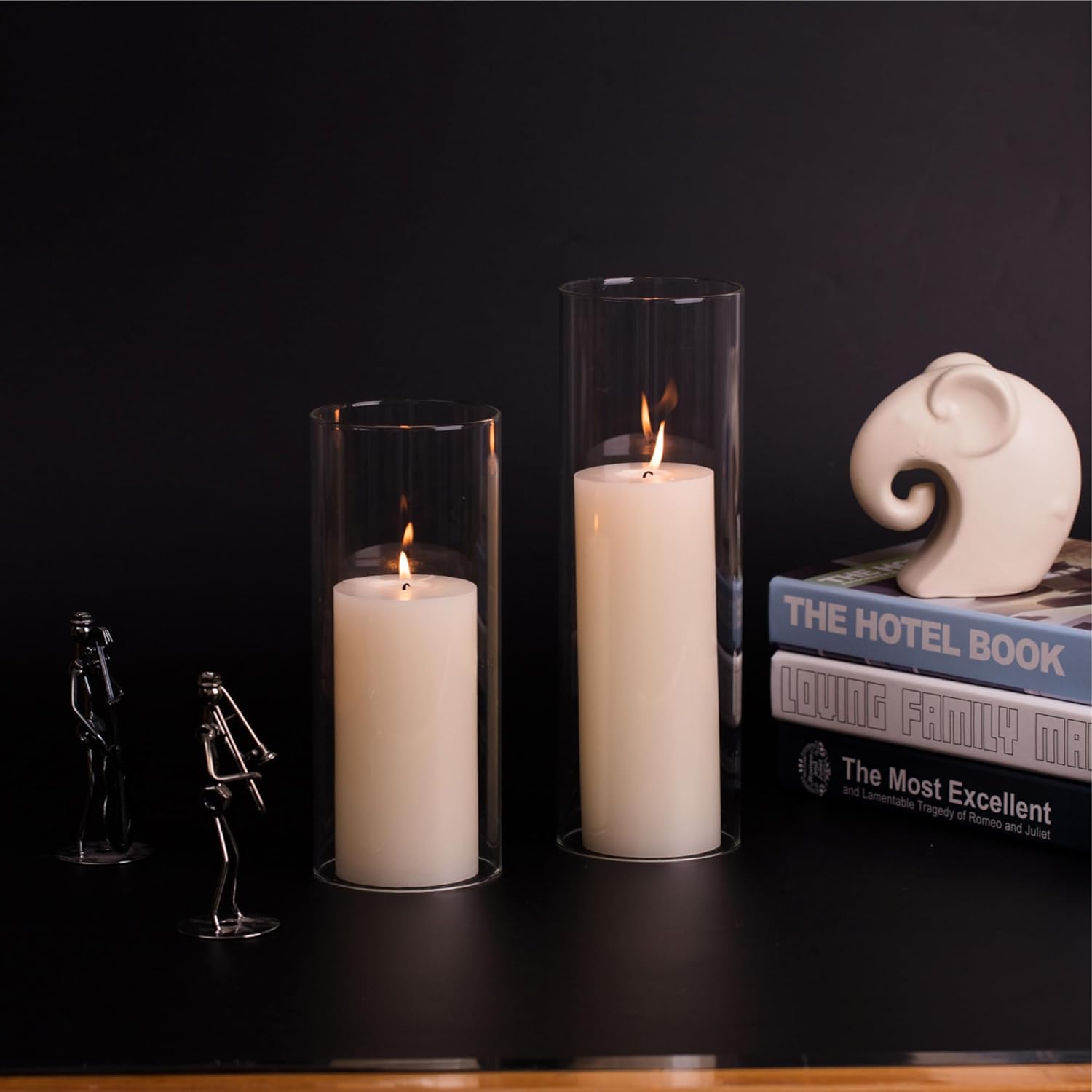 WGVI Hurricane Candle Holder Sleeve, Wide 4", Height 6", Clear Glass Cylinder Candleholder, Chimney Tube, Open Ended Candle Shade, 2 Piece - Image 9