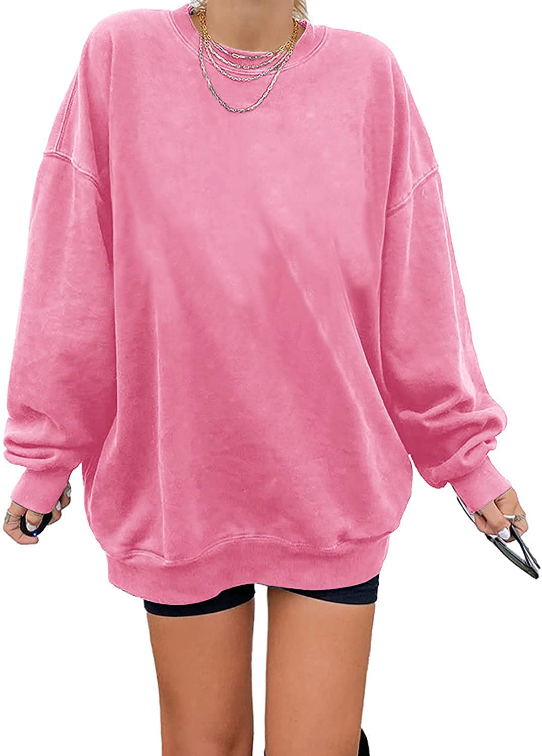 Sweatshirt Damen Los Angeles Pullover Oversized Langarmshirt Rundhals Pulli Basic Loose Tops Ohne Kapuze Teenager Vintage Oberteile Shirts
