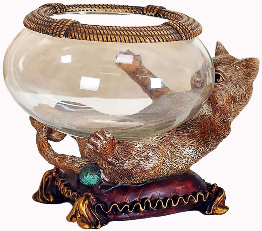 ホームデコレーションとギフトのための子猫水槽、クリエイティブ樹脂とガラス水槽、水族館アート＆クラフトアクセサリー