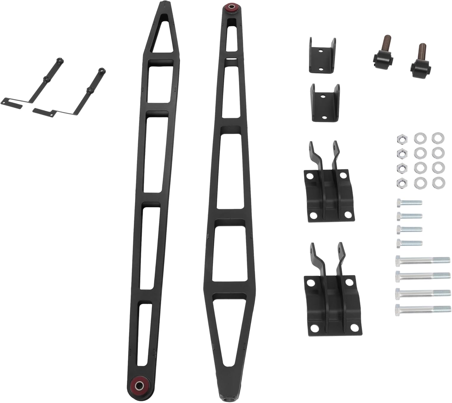 ALMULOO Rear Ladder Traction Bar Compatible with 2015-2020 Ford F150 4X4 4WD with Mounting Bracket Kit Black Steel Powder Coated Traction Suspension Stabilizing Bar 5-7inch