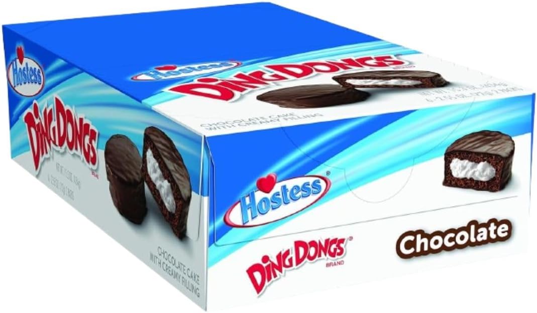 The Snack Store Bundle Hostess Ding Dongs Chocolate, 2.55 Ounce, 12 Count Double Packs, 24 Total Cakes!