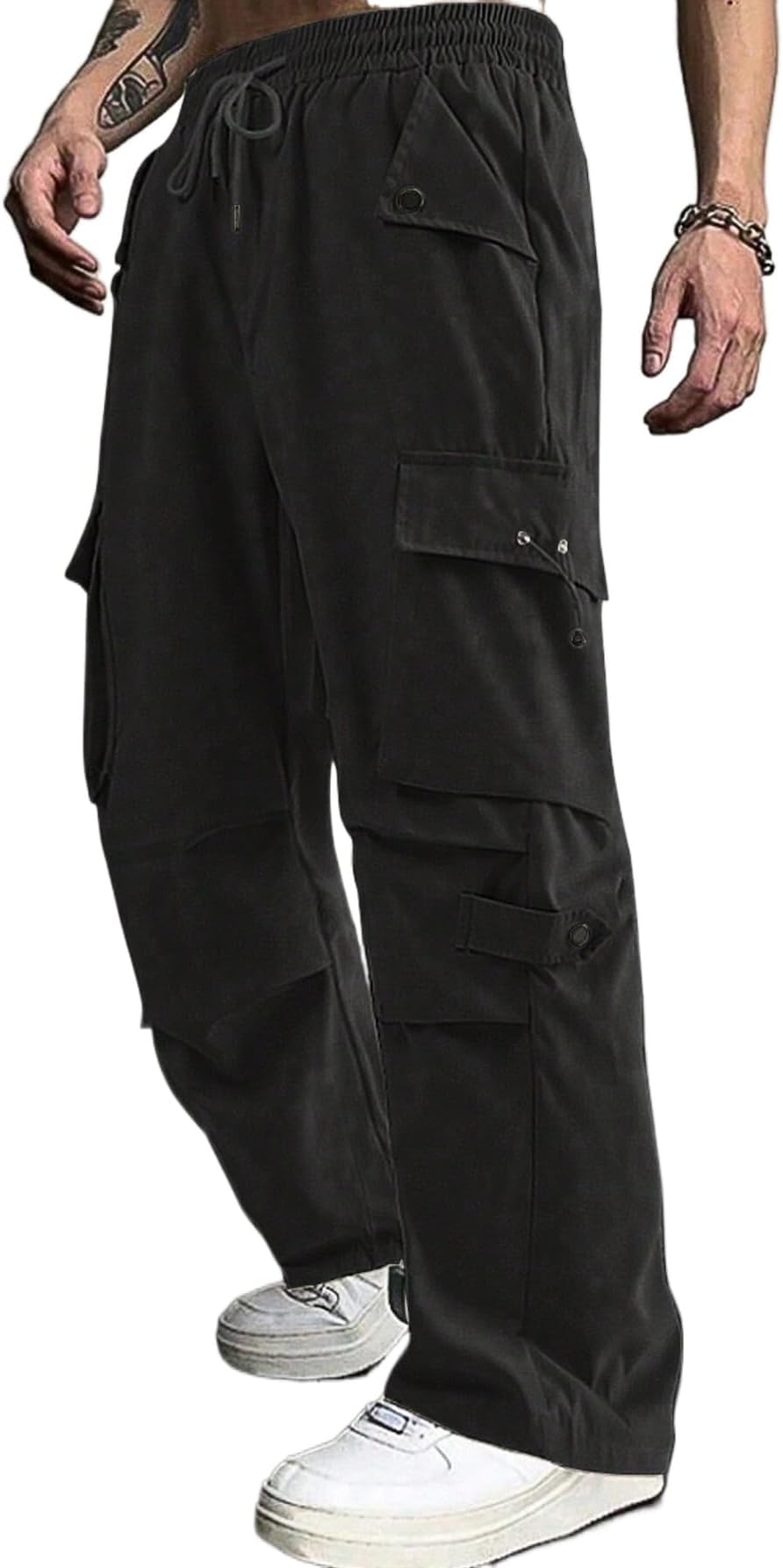Homme Loose Fit Solid Colored Cargo Pants for Men, for Fall