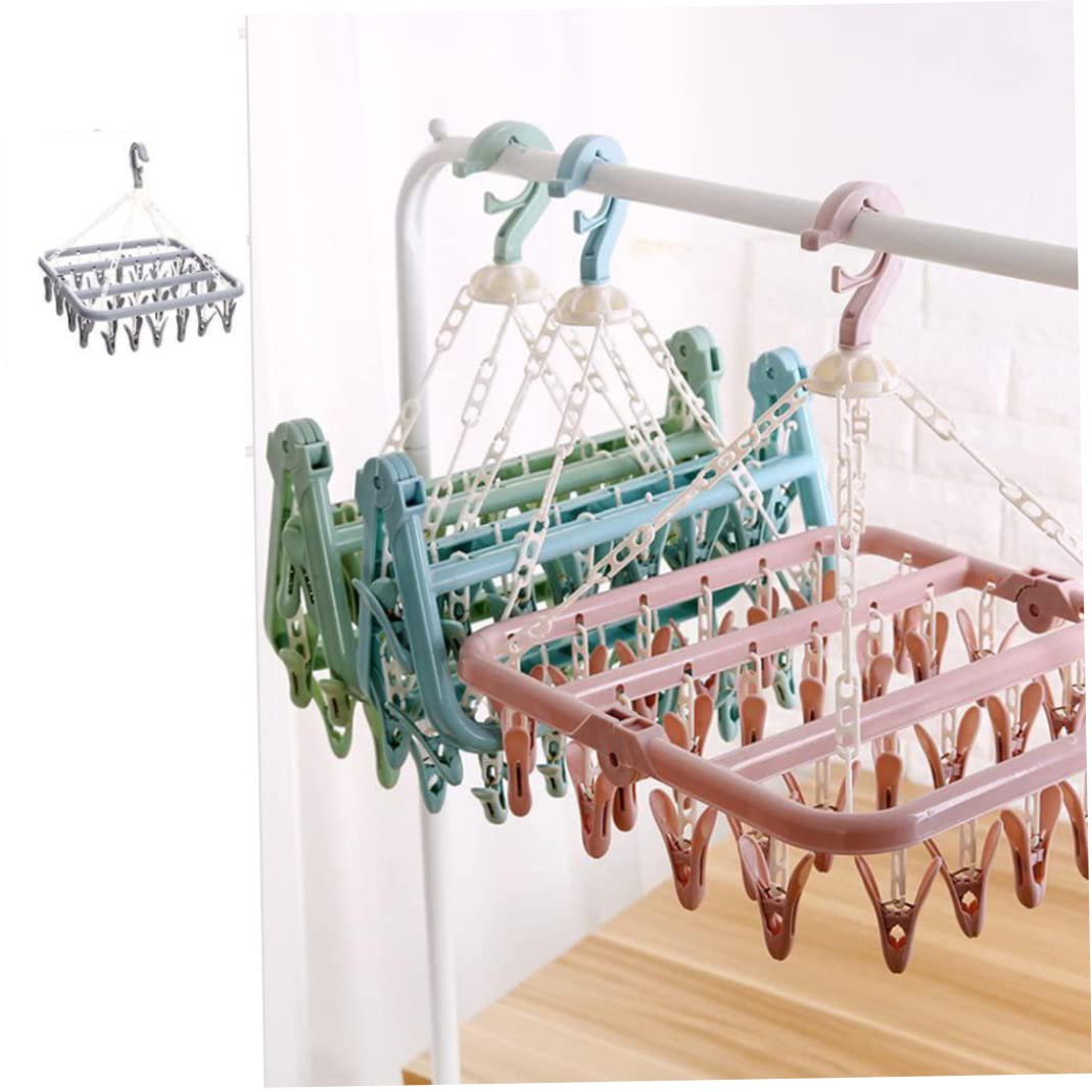 Faltbarer Wäscheständer mit 32 Clips, vielseitiger Wäschebügel für Handtücher, Unterwäsche & Babysocken - Platzsparende Socke & Handtuch