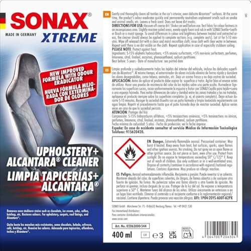 SONAX XTREME Limpiador de tapizados+Alcantara coche (400 ml) limpia todos los textiles interiores a fondo | N.° 02063000-820 - imagen 2