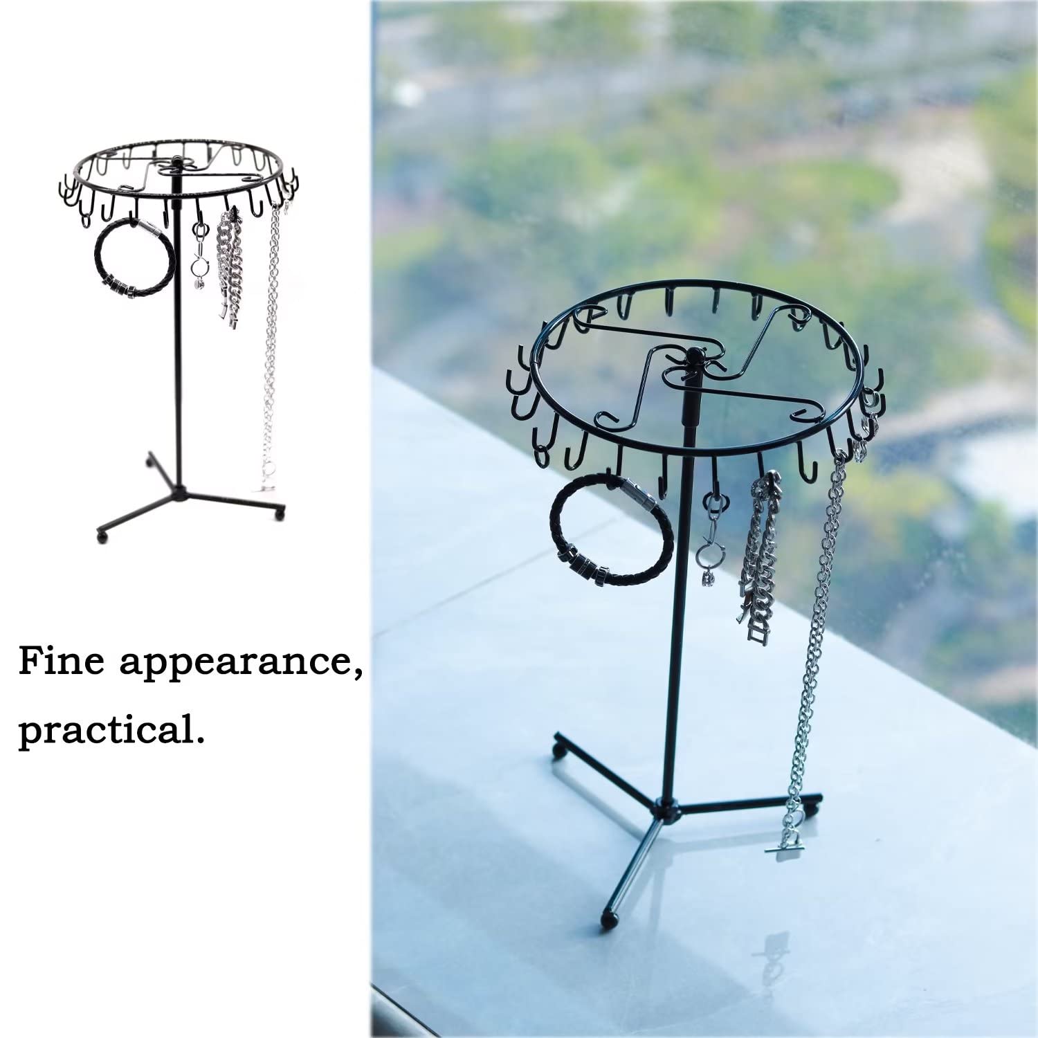 Portagioie Girevole Con 23 Ganci - Organizzatore Per Collane, Bracciali E Orecchini, Nero - Foto 11