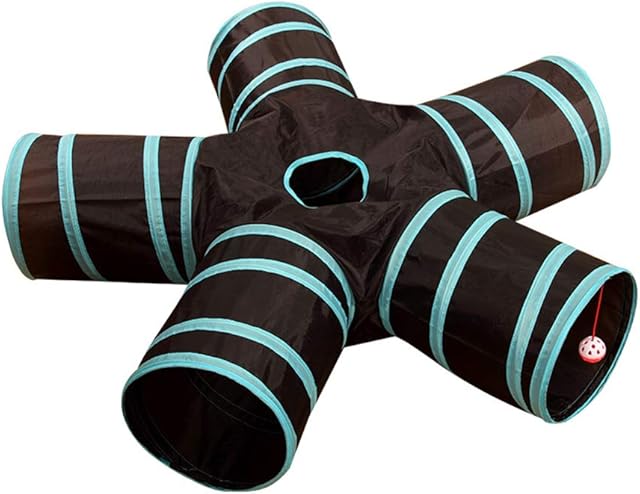 iHOO Cat Tunnels Crinkle Play Toys Collapsible Tube with Ball Maze Cat House Pet Interactive for Cat Puppy Kitten Rabbit 5-Way Tunnel
