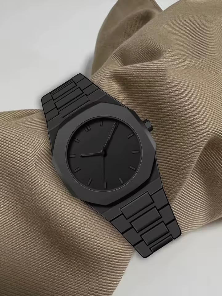 Image of Shocknshop Minimalist Creative Sketch Design Black Analog Plastic Chain Strap Wrist Watch for Men Boys -WCH375