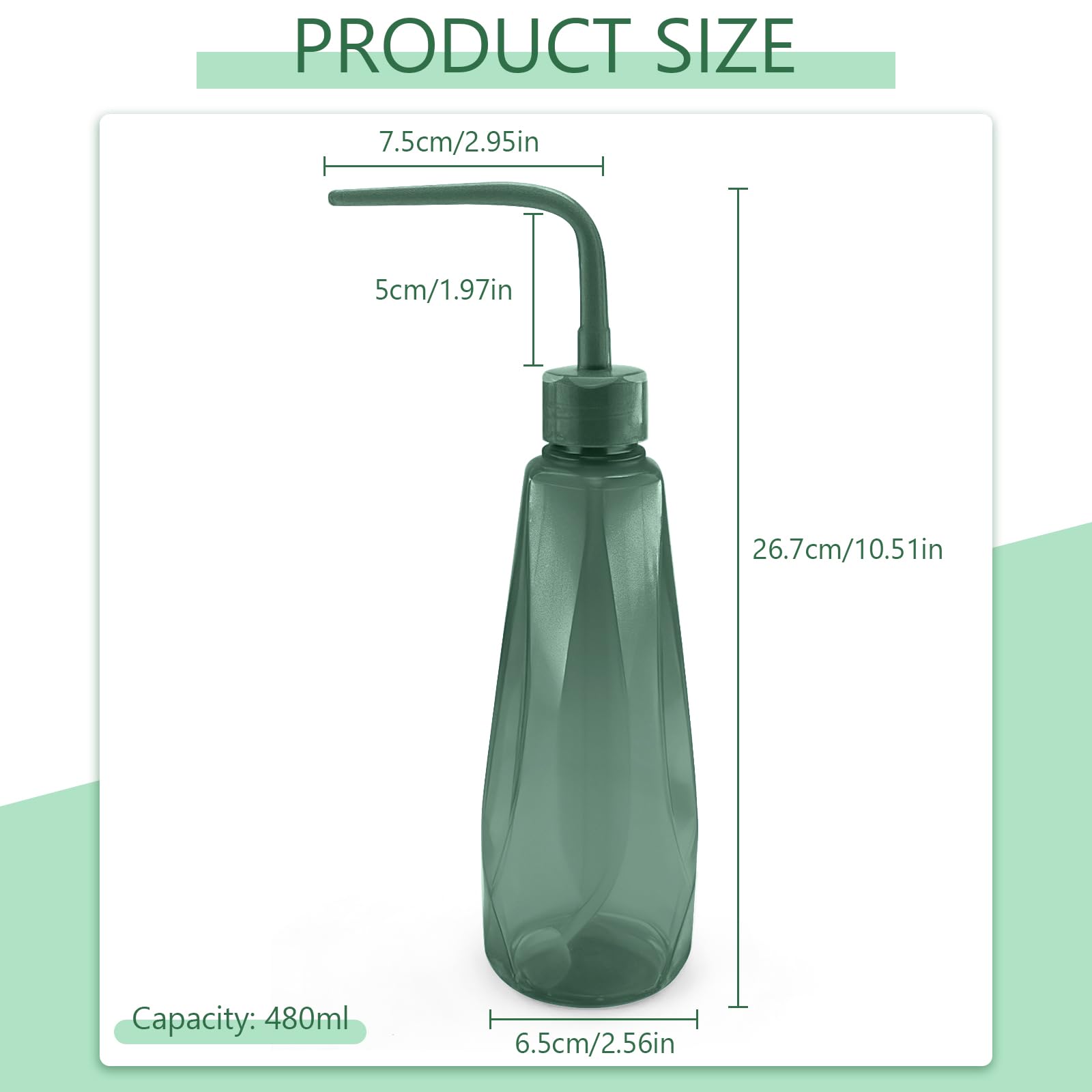 480ml Regadera para Plantas de Interior, Regadera Pequeña con Pico Largo para Bonsáis, Suculentas y Semilleros, Dispositivo de Riego con Bola de Gravedad de 360°, 3 Colores (Verde Gris)