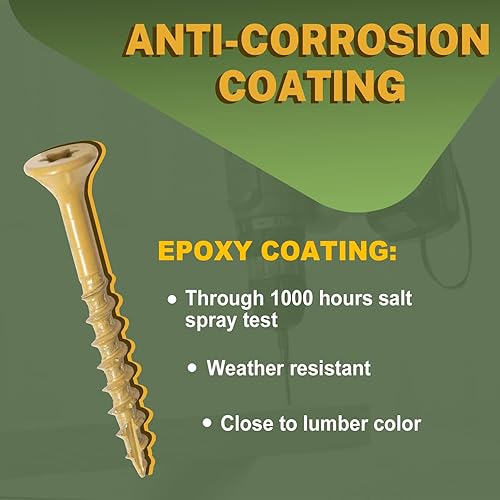 Miniatura 3 de LIONMAX Tornillos de cubierta de 5 pulgadas, tornillos para madera #10 x 5, 300 unidades, resistentes a la corrosión, revestimiento epoxi exterior,