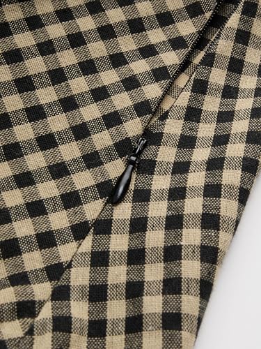 CIDER Plaid Collar Gingham Bowknot Midi Regular Fit Waist Long Sleeve Casual Elegant Dresses2