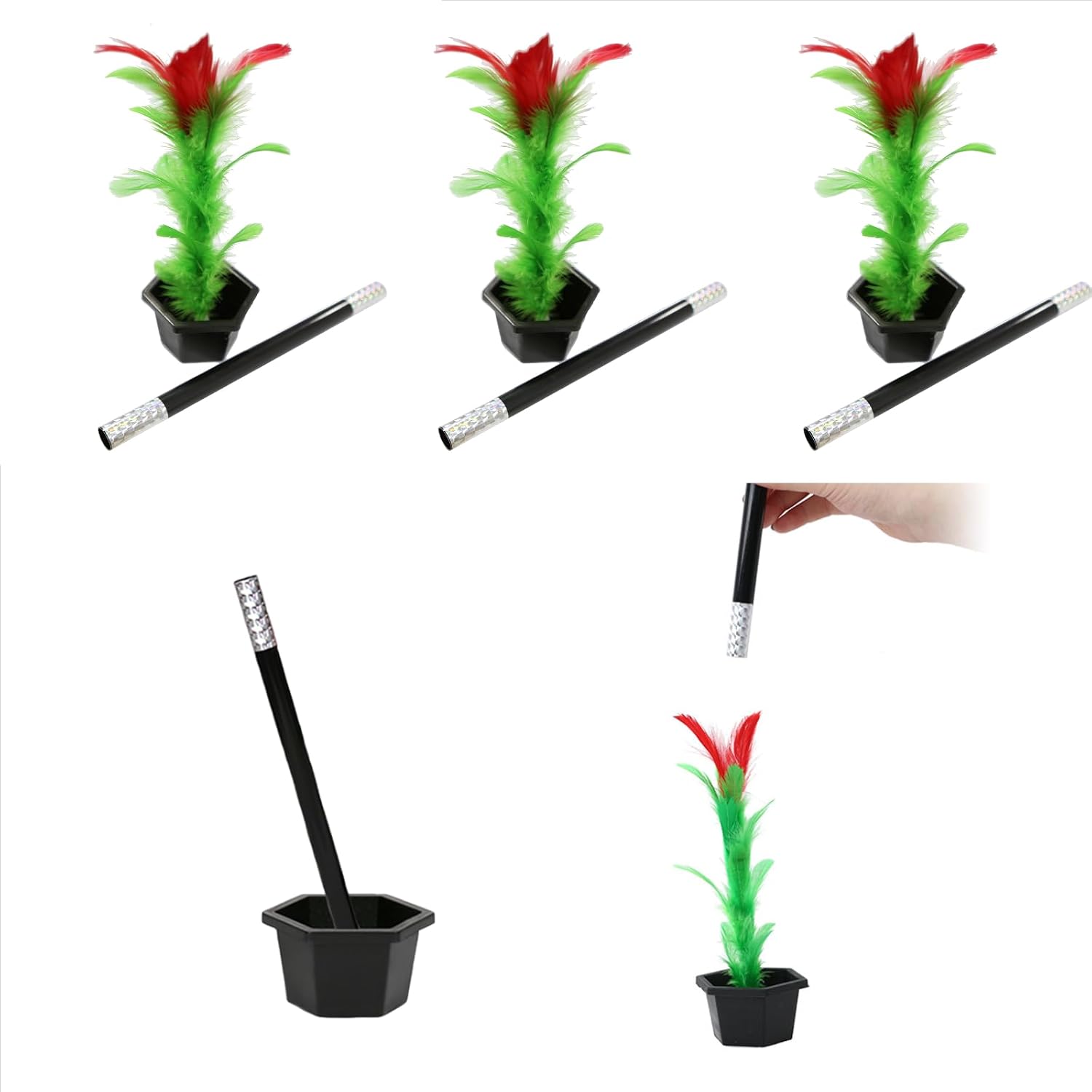 sumrica Magic Cane to Flower (3 PCS) Magic Flower Magic Tricks for Adults, Flower Appearing Trick,Close-Up Illusions Accessories, Comedy Props for Halloween Christmas Party, Collectible for Magicians
