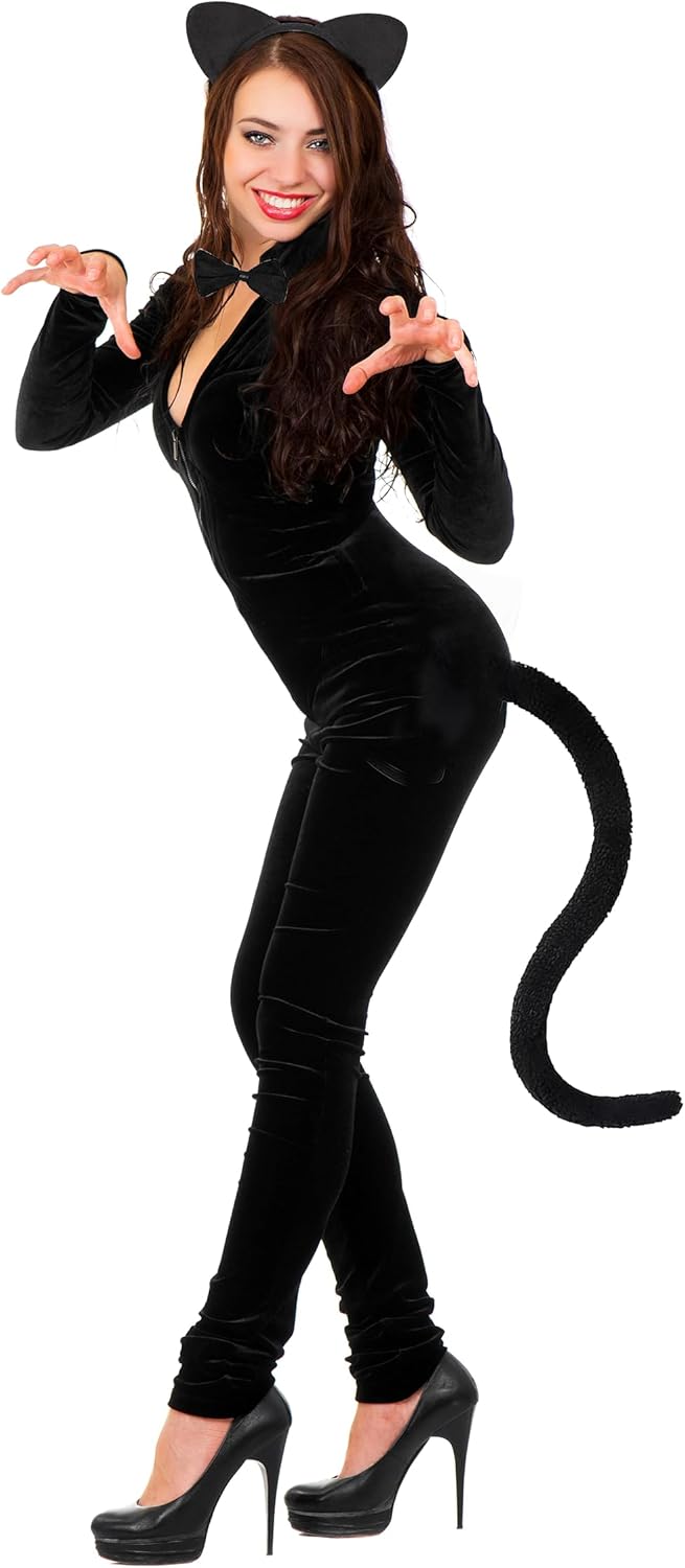 Black Cat Costume Set - Cat Ear Headband, Bowtie, Tail, Tutu Skirt - Halloween Accessories - Image 4