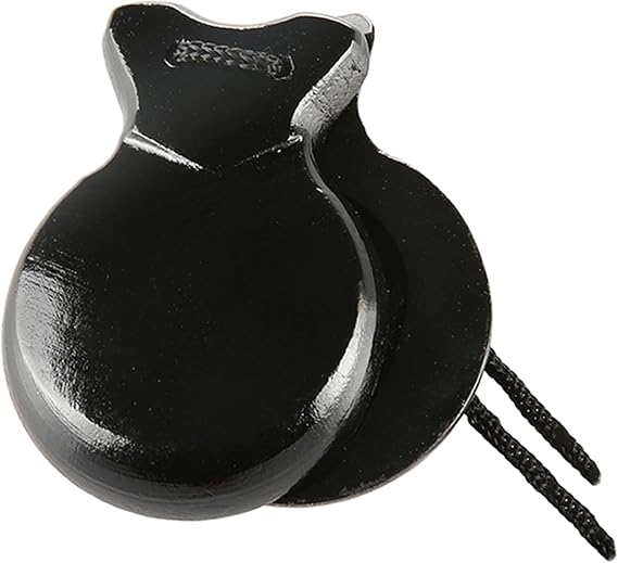 2 Pcs Traditional Flamenco Castanets Spanish Castanets with String Wooden Hand Percussion Music Instrument for Beginner