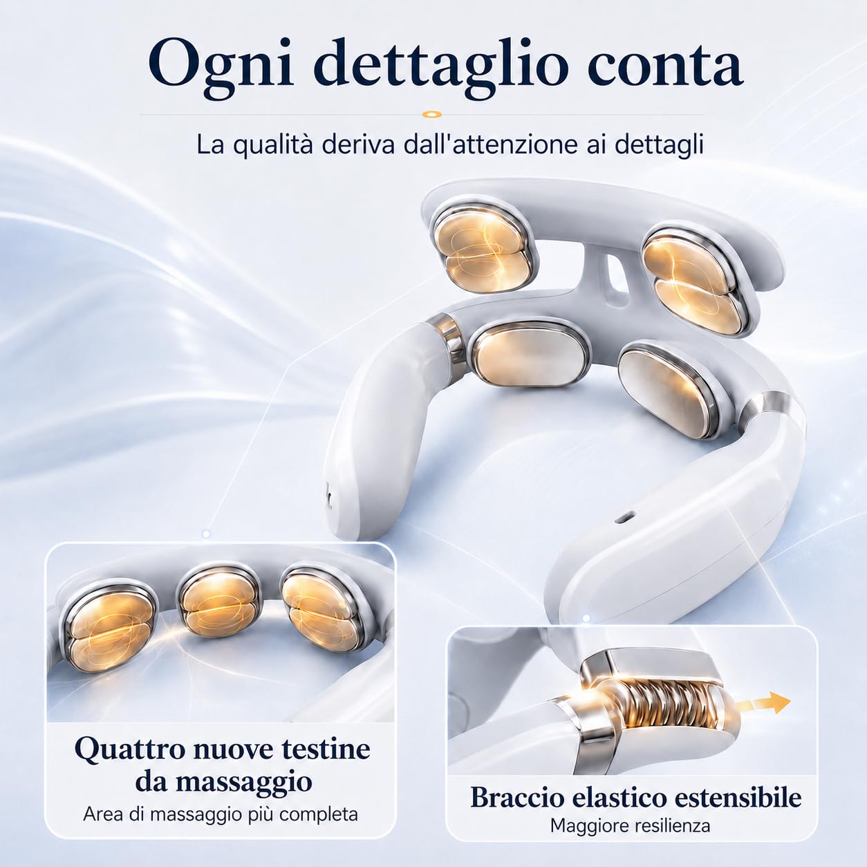 Vertaline Cervirest Massaggiatore Elettrico Cervicale Collo con 9 Livelli Intensità Funzione Calore 4 Teste Ricaricabile per Casa e Ufficio (1 pezzo)