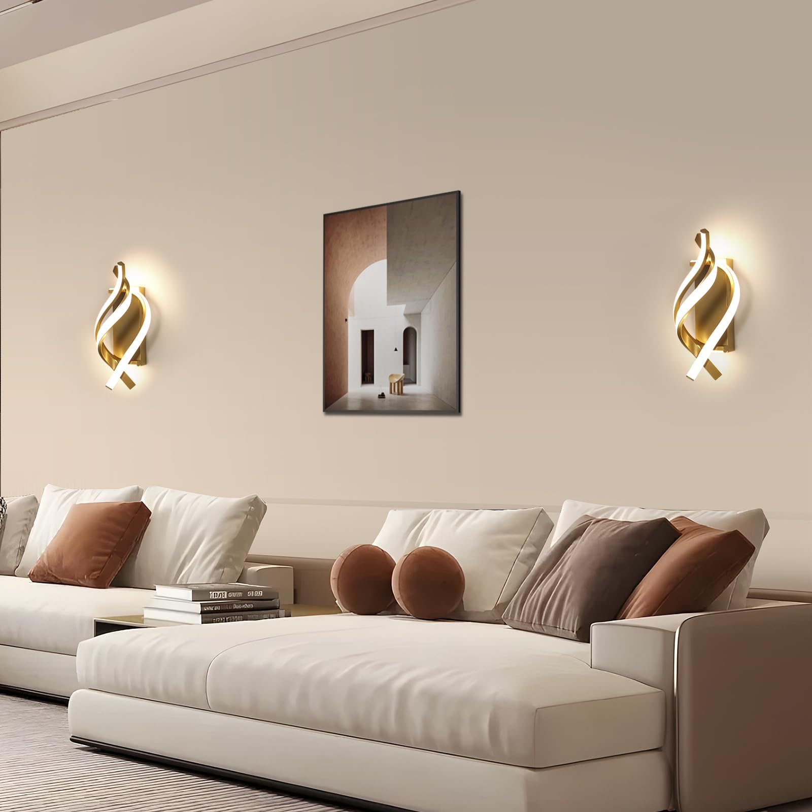 Comely 22W 2500LM Wewnętrzna Oprawa Ścienna LED, Złota Wewnętrzna Lampa Ścienna LED, Nowoczesna Oprawa Ścienna Do Sypialni, Salonu, Korytarza, Neutralne Światło 4500K