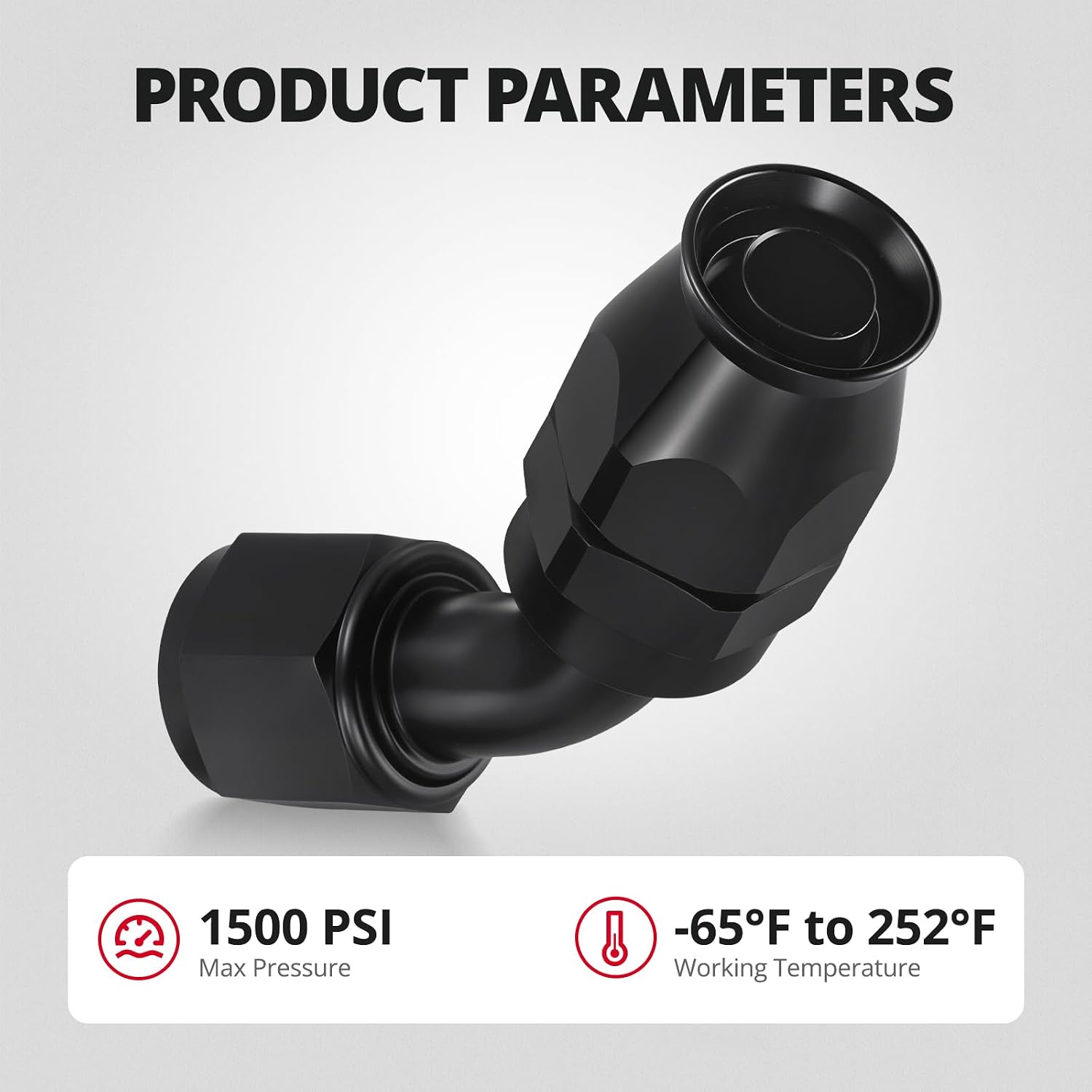 EVIL ENERGY 10AN PTFE Hose End Fittings Kit 0/45/90 Degree Fittings For PTFE Hose Only, Black