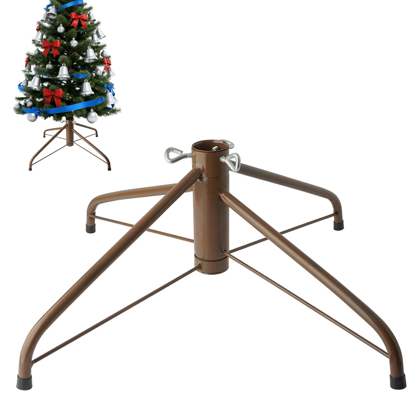 AddGrace Weihnachtsbaumständer Faltbarer Christbaumständer aus Metall, passend für 3,2 cm Durchmesser, Heimdekoration, 49,8 cm, Braun Küche, Haushalt & Wohnen