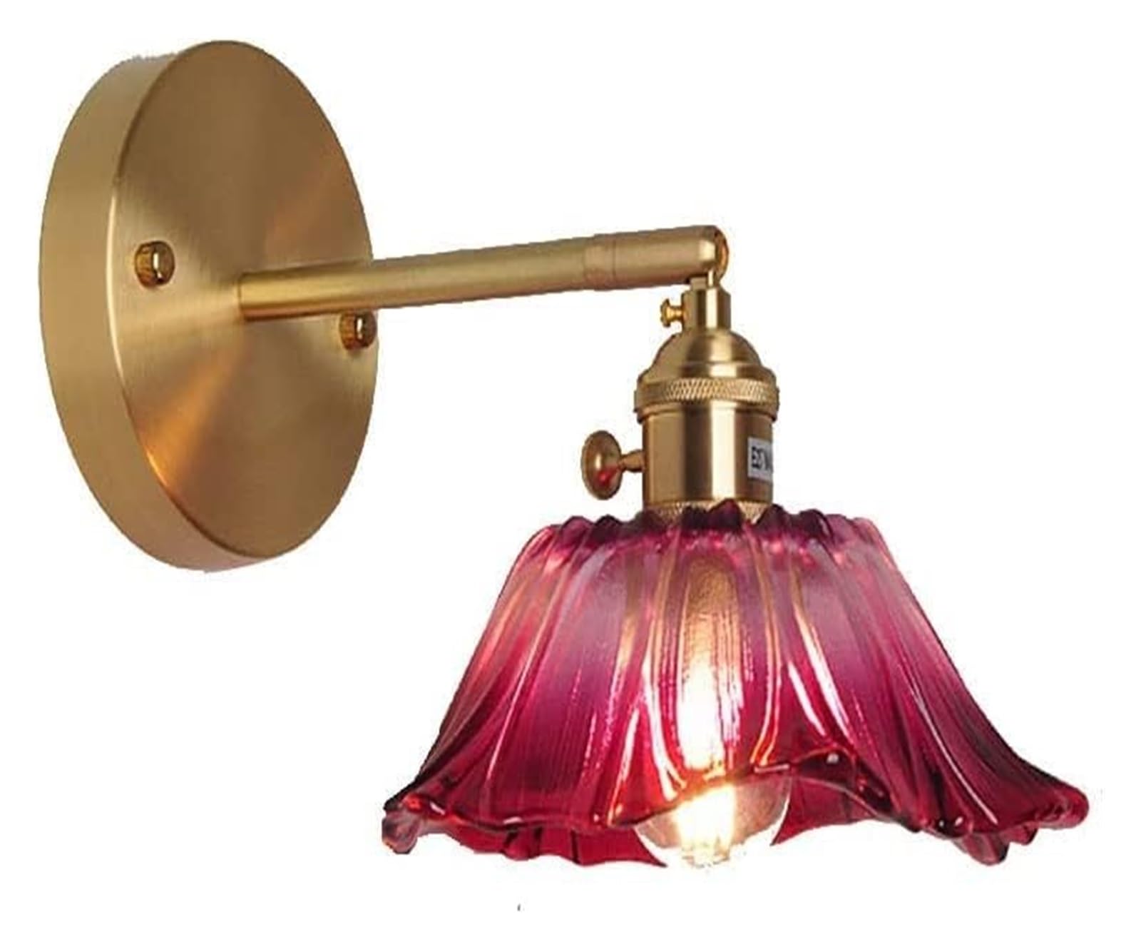 Lámpara de Pared con Luces Ajustables, Interruptor, Pantalla de Cristal, Color púrpura, Estilo Vintage, Casquillo E27, Apliques de Estilo rústico Retro para Dormitorio, Loft, baño,