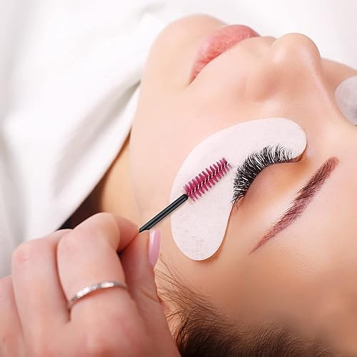 Vista 45 de G2PLUS 100 cepillos desechables para pestañas, varitas de rímel ajustables, aplicador de maquillaje, carretes de pestañas para extensiones de Rosa