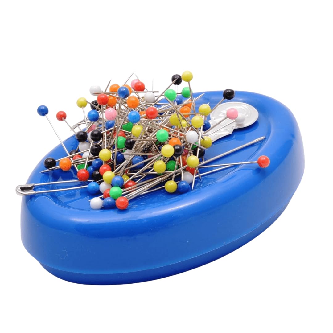 Trimz Magnetic Sewing Pin Cushion – Blue, Tabletop Design, 12 x 8 x 3 cm