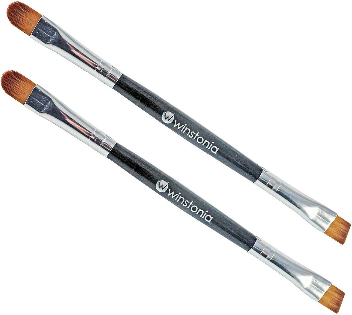 Winstonia Set of 2 Angled Eye Shadow Blending Highlight Brow Brush Multi-purpose Travel Kit Everyday Uses