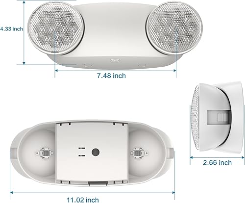 Miniatura 6 de Spectsun - Paquete de 6 luces de emergencia, luces de emergencia para negocios, luces de emergencia LED con batería de respaldo, 2 cabezales de ojo