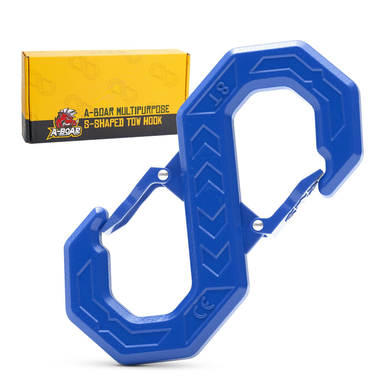 3/8" Tow Hook, S-Shaped Winch Hook, 33,000lbs Breaking Strength, G80 Heavy Duty Forged Steel, Fast Connect Easy Release Winch Shackle Towing Hook for Trucks, SUVs, ATVs, Trailers, Blue