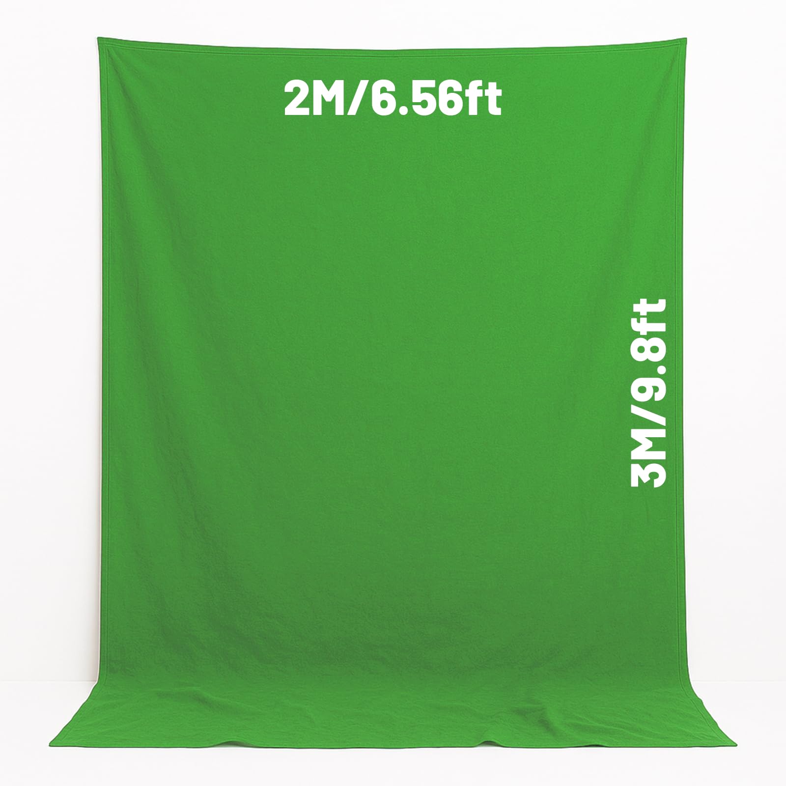 Greenscreen - Toile de fond pliable en mousseline pour photographie, principalement utilisée pour le keying chromatique et l'échange de arrière-plans virtuels, effet spécial (vert, 2 × 3 m)