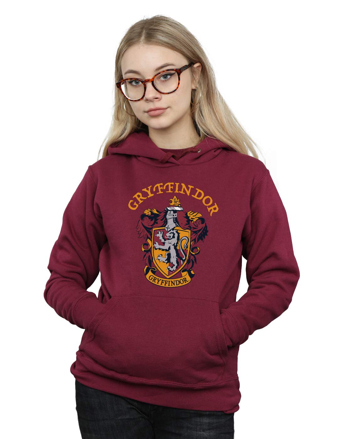 Absolute Cult Women's Burgundy Harry Potter Gryffindor Crest Hoodie XX-Large