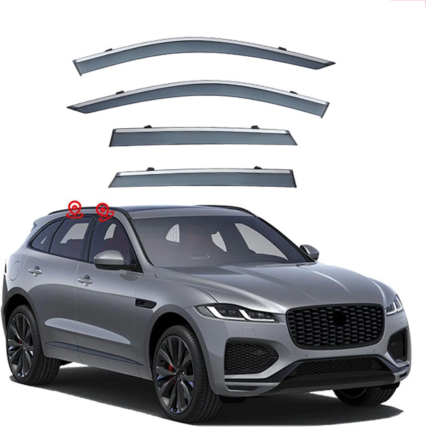 Visor Rain Guards for Jaguar F-PACE MK1-X761 2016-2025, Rain Guards, Original Window Deflectors-4PCS