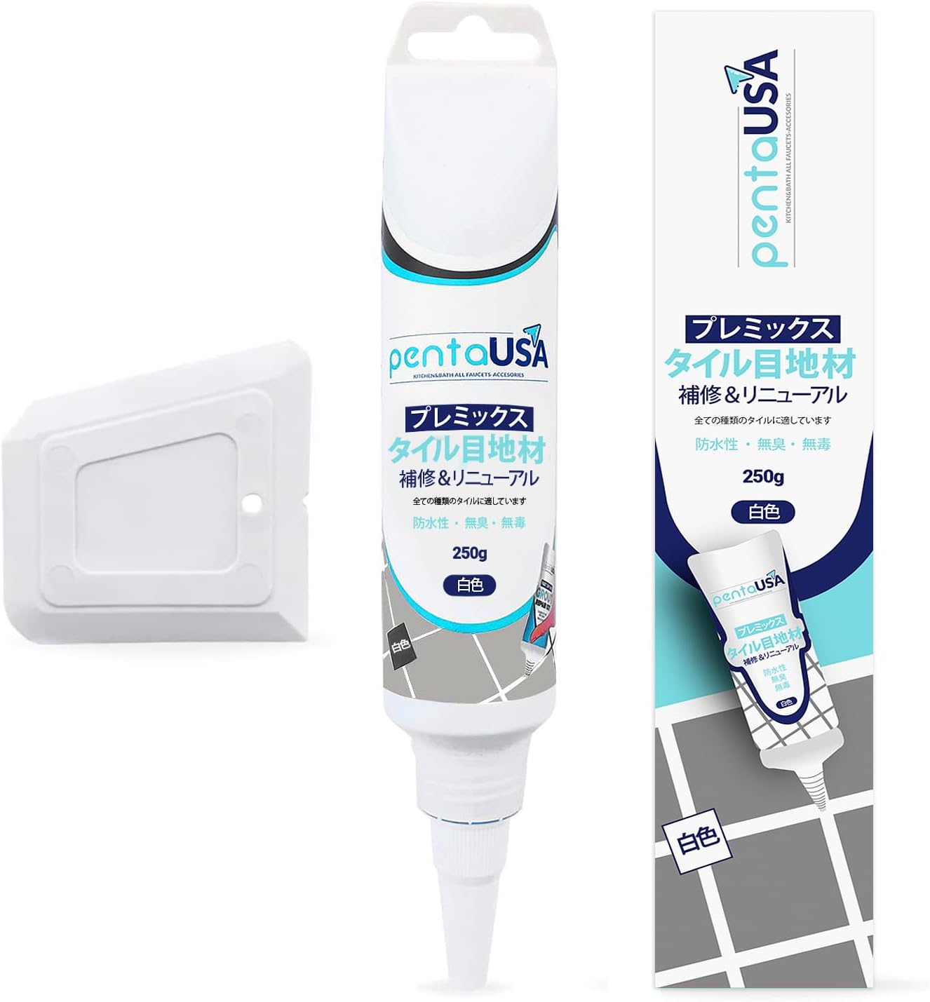 PentaUSA Tile Grout Repair Kit - White Grout Filler (8.8oz / 250gr)