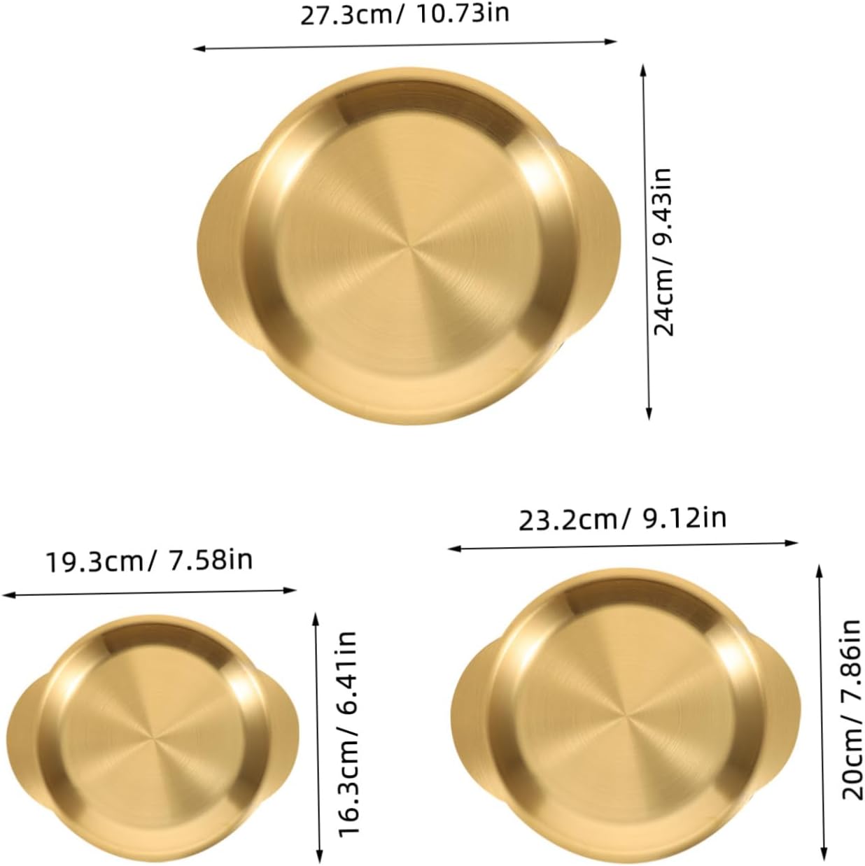 3pcs Stainless Steel Appetizer Plates Elegant Accents for Serving Snacks Fruits and Cakes and Easy to Clean Dining Dishes for Outdoor Camping and Bbq
