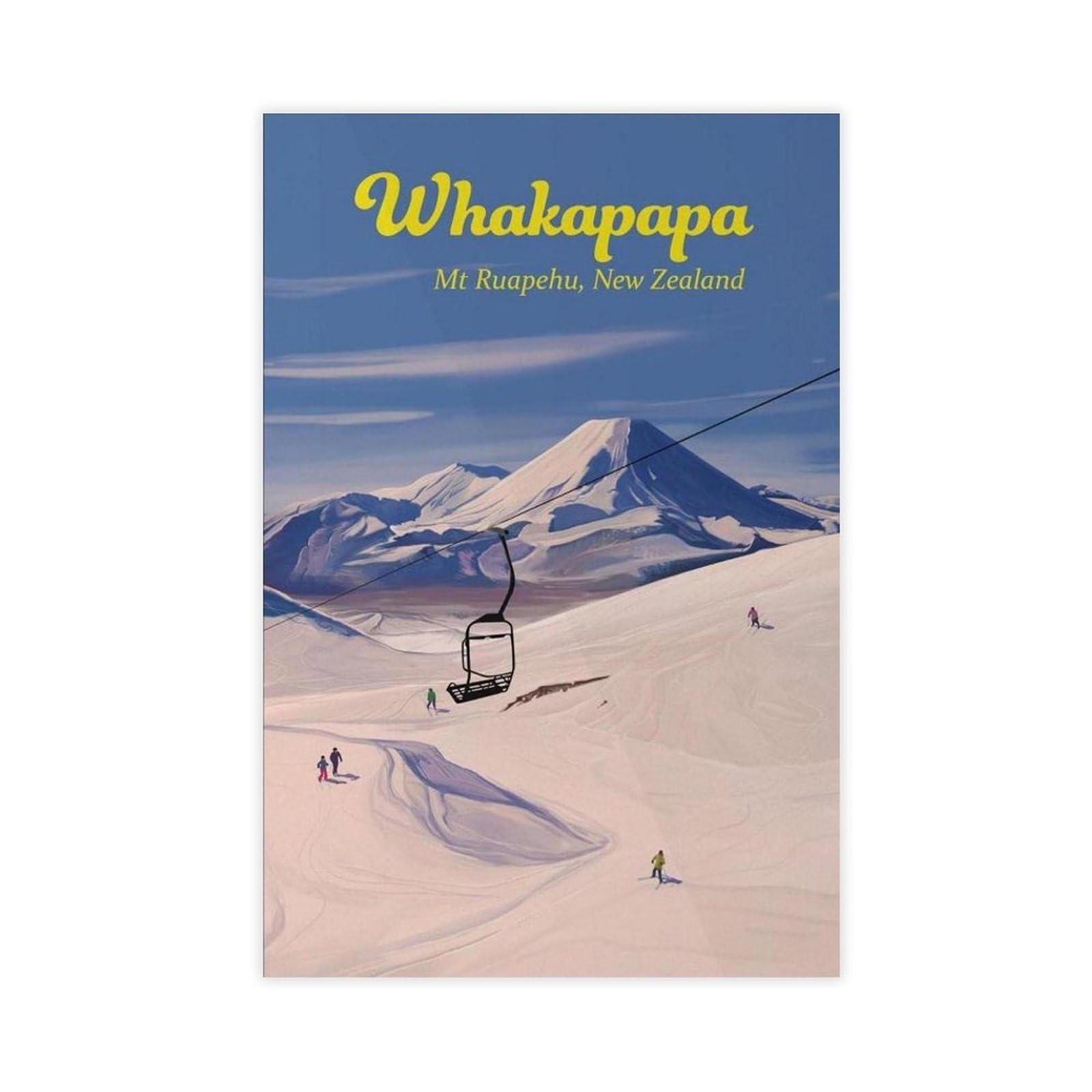 QGVBGF Whakapapa Ski Resort Mount Ruapehu New Zealand, Canvas Poster Bedroom Decor Landscape Office Room Decor Gift 08x12inch(20x30cm)