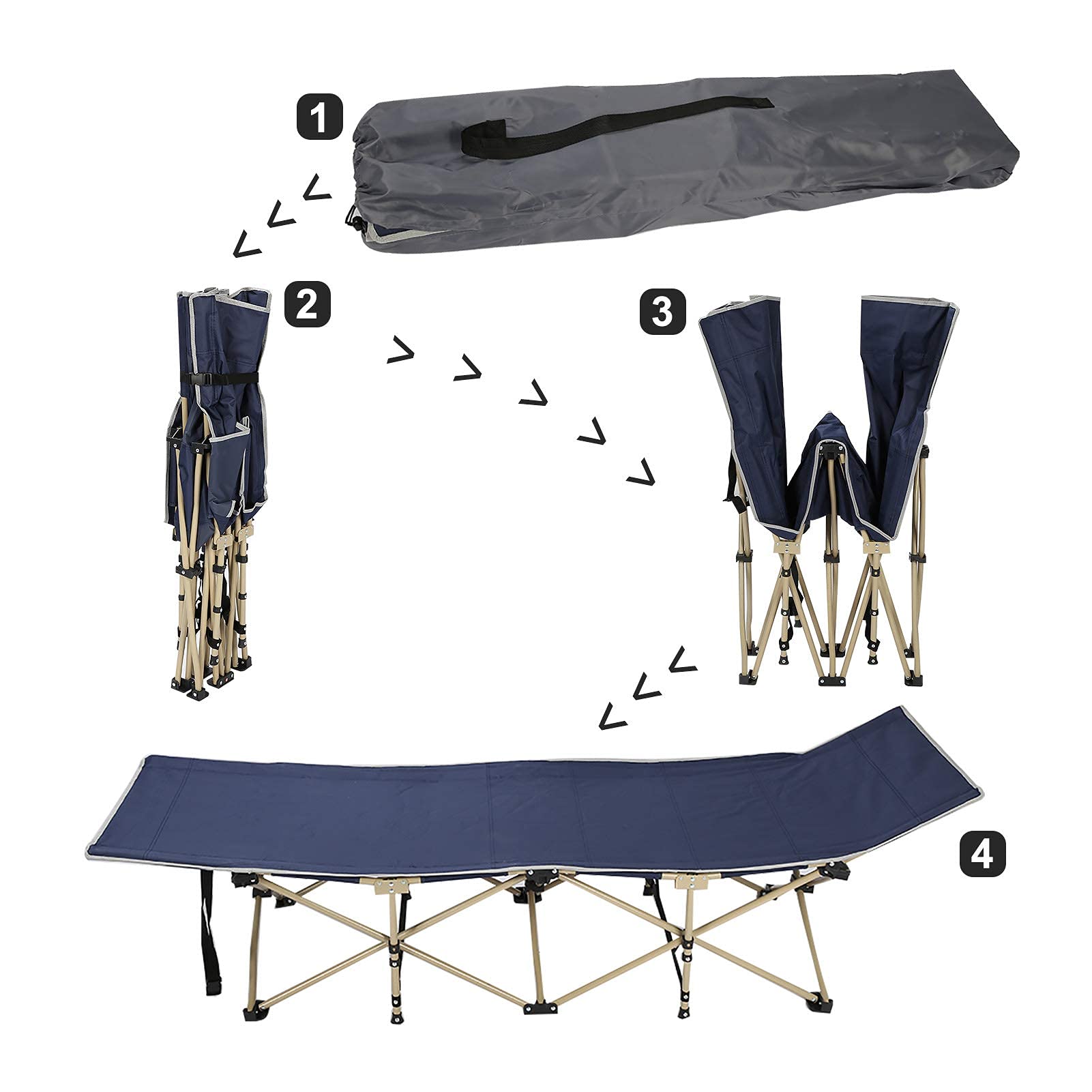 Trintion Campingbett Feldbett Klappbar XL Faltbar Campingliege Klappbett Gästebett für Camping Garten Strand Reisen Outdoor Indoor 250kg Belastbar