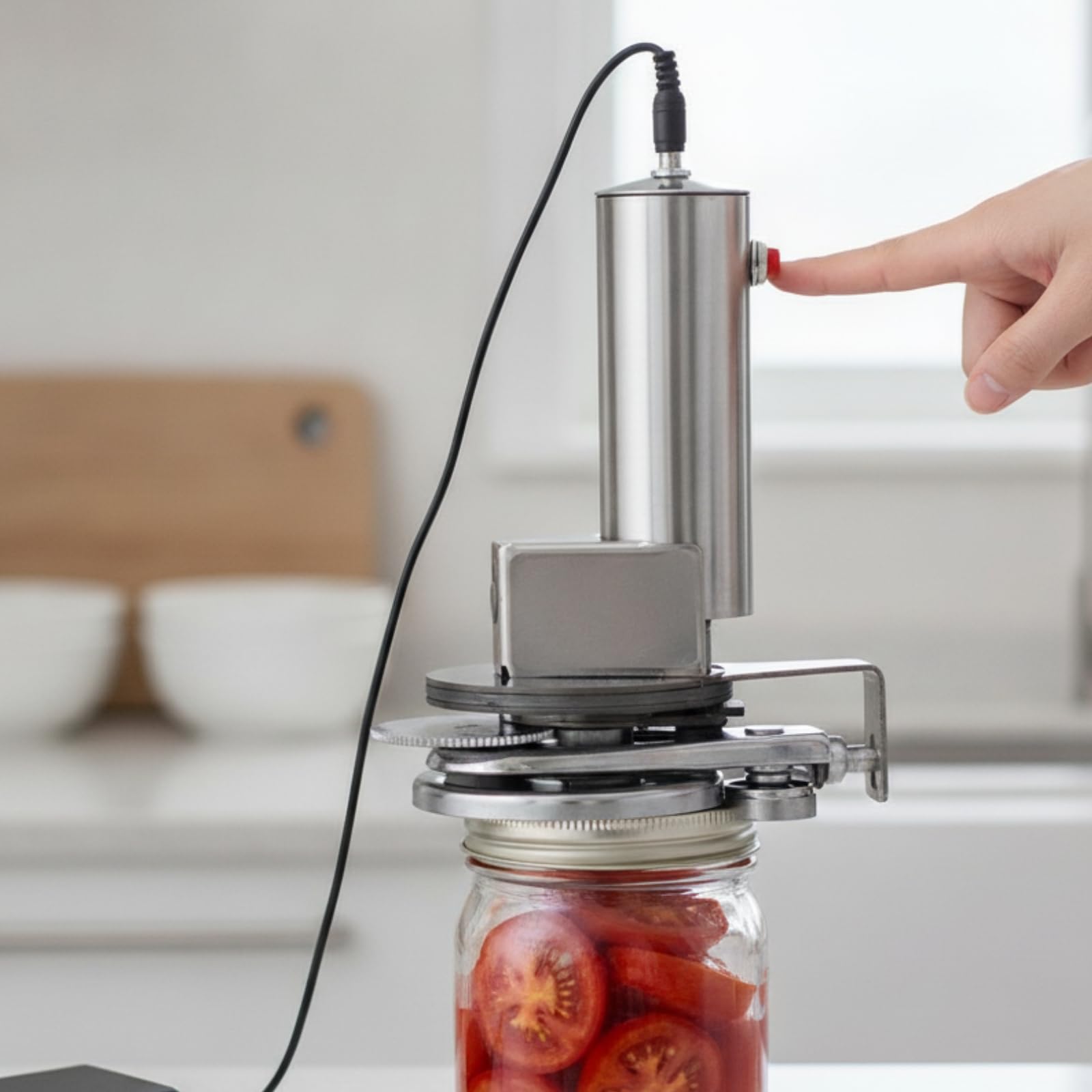 KESOTO Sellador Eléctrico de Latas Sellador Cerradora Envasadora Máquina Automática con Funcionamiento por Adaptador y Sellado Prolongado Adecuado para Preparación de Conservas de la Encimera
