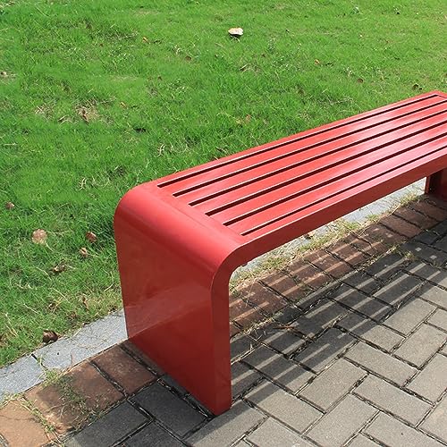 Banc de jardin métal noir sans dossier robuste banquette parc 100cm - 2