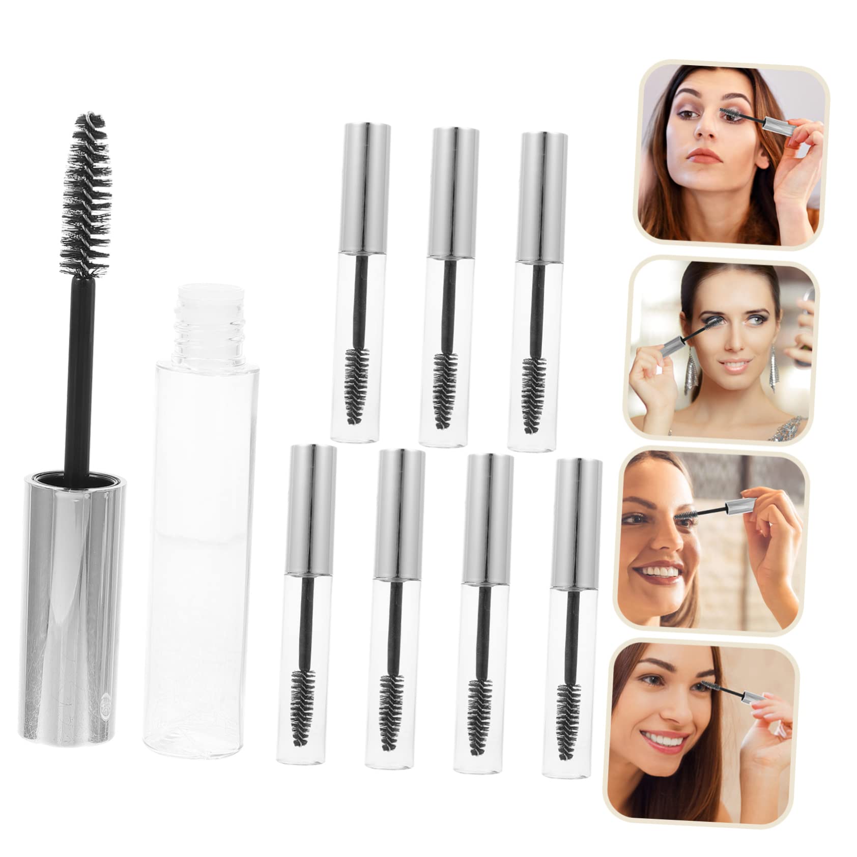 minkissy 3 Set Di Mascara Biologico Per Ciglia Tubo Vuoto Da 10 Ml Ricaricabile Per Strumenti Cosmetici 8 Pezzi * 3