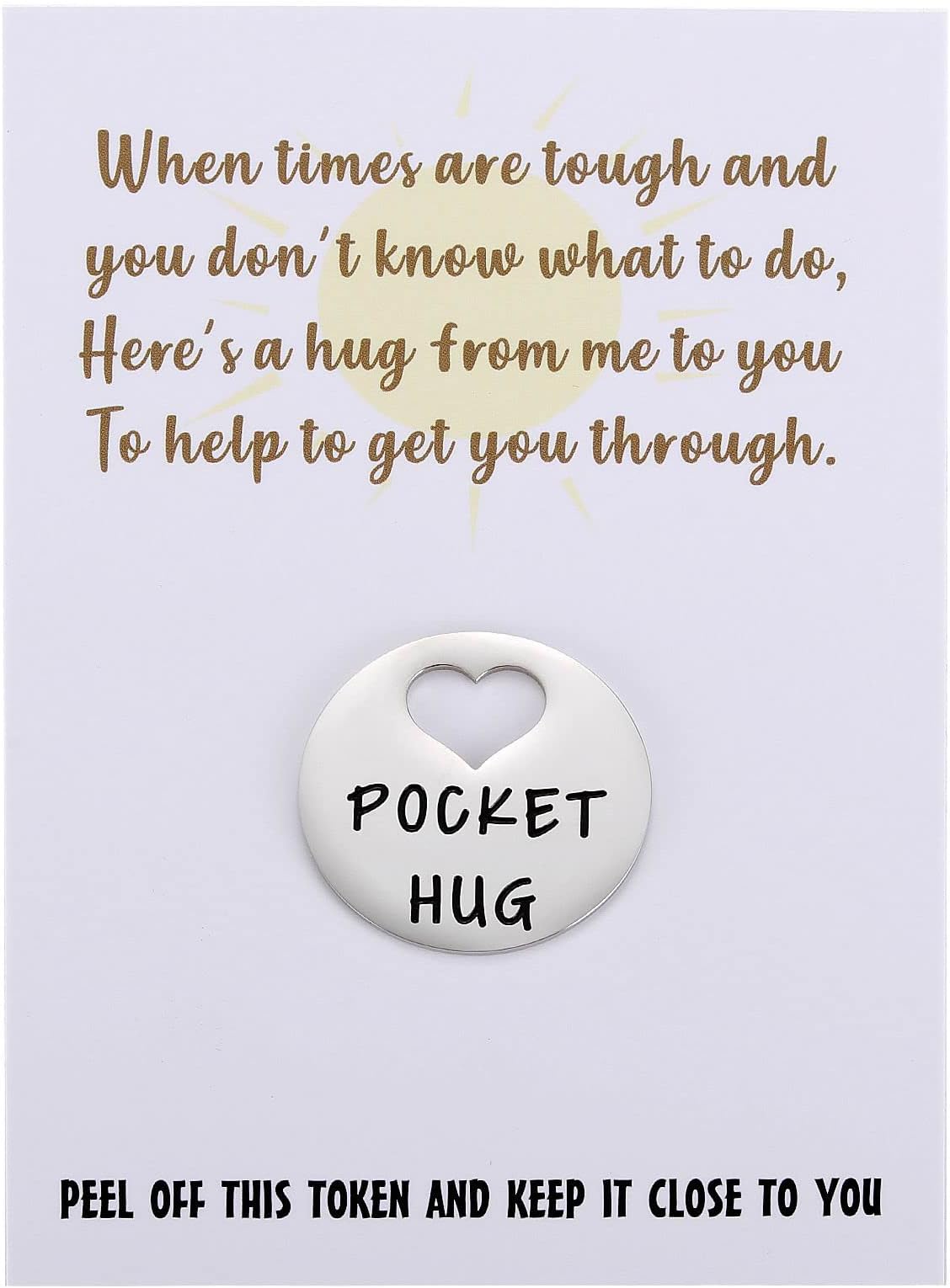 MIXJOY When Times are Tough Little Keepsake Pocket Hug Token & Greeting Card for Friends Family, Positivity Cheer Pick Me Up Mental Health Gift, Think of You Missing You Gift