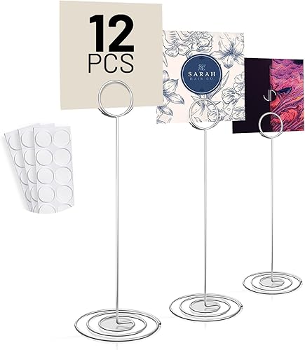 Paquete de 12 soportes de números de mesa de 8.75 pulgadas de alto, soporte para tarjetas de mesa para notas de notas, soportes para cuadros para
