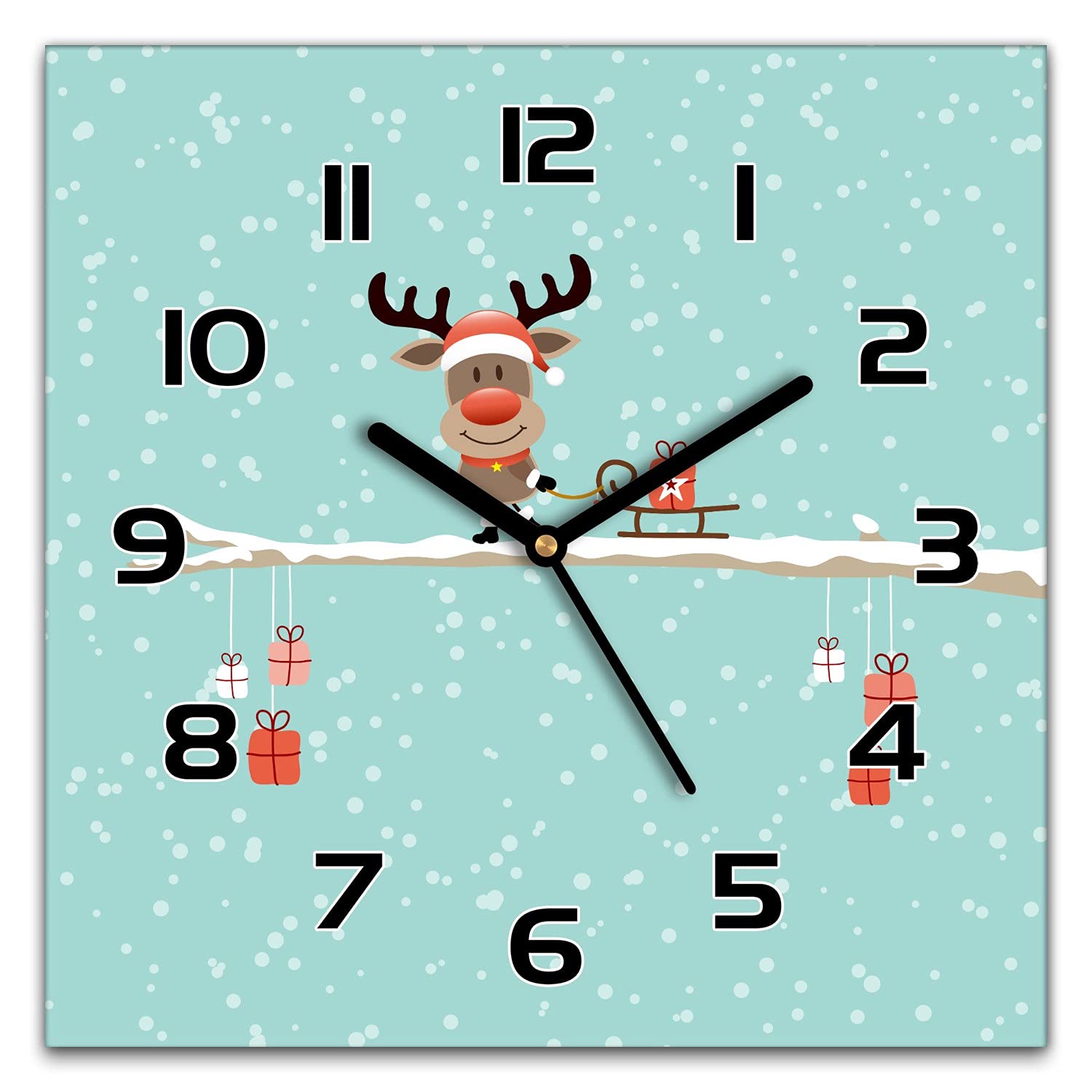 Horloge Verre Silencieux Noël Sans Tic-Tac Salon Cuisine Moderne