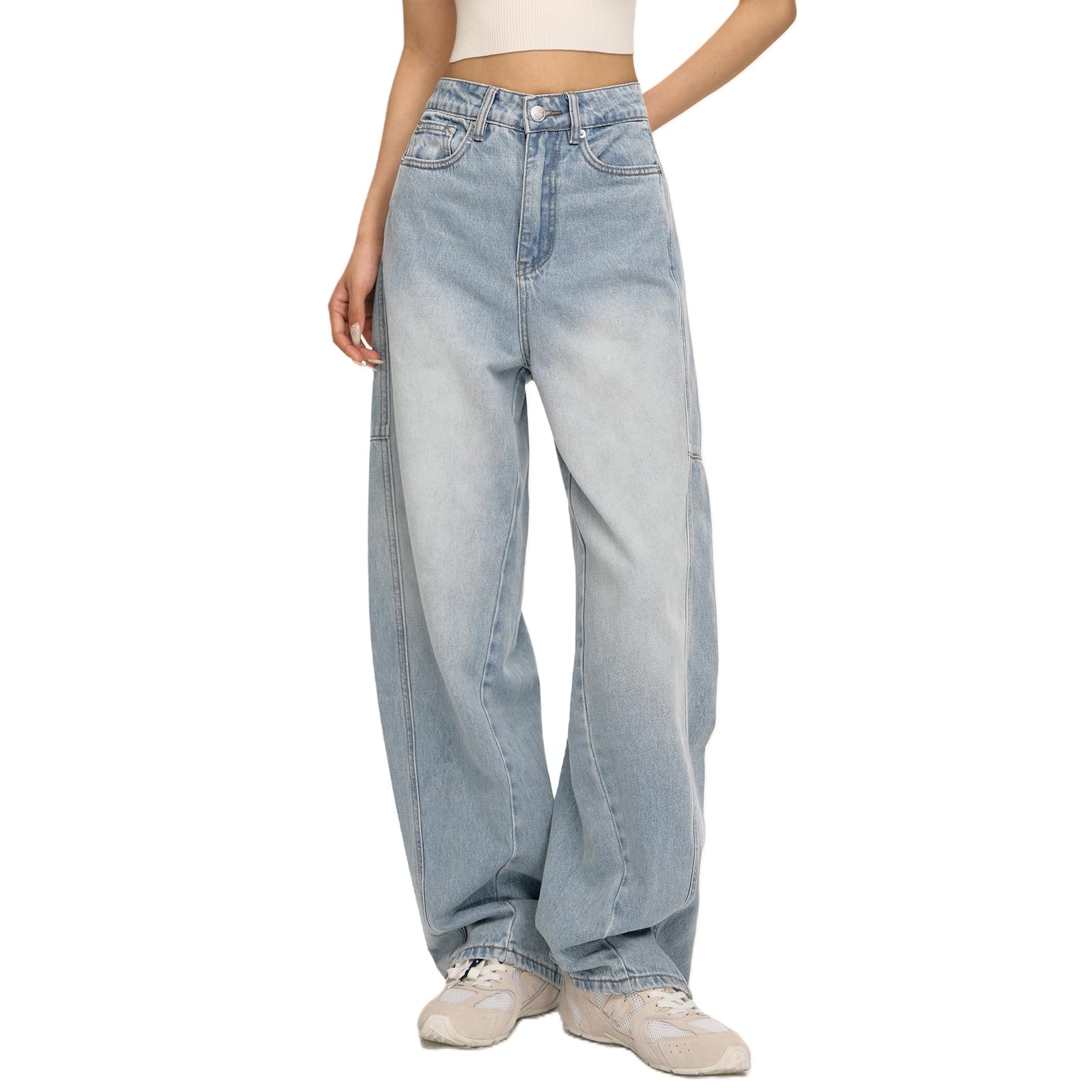Women's Wide Leg Jeans High Waisted Baggy Barrel