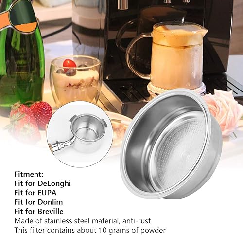 Cuenco de filtro para máquina de café, 2.008 in de una sola capa de filtro de café, cesta de filtro no presurizada para DeLonghi EUPA Donlim