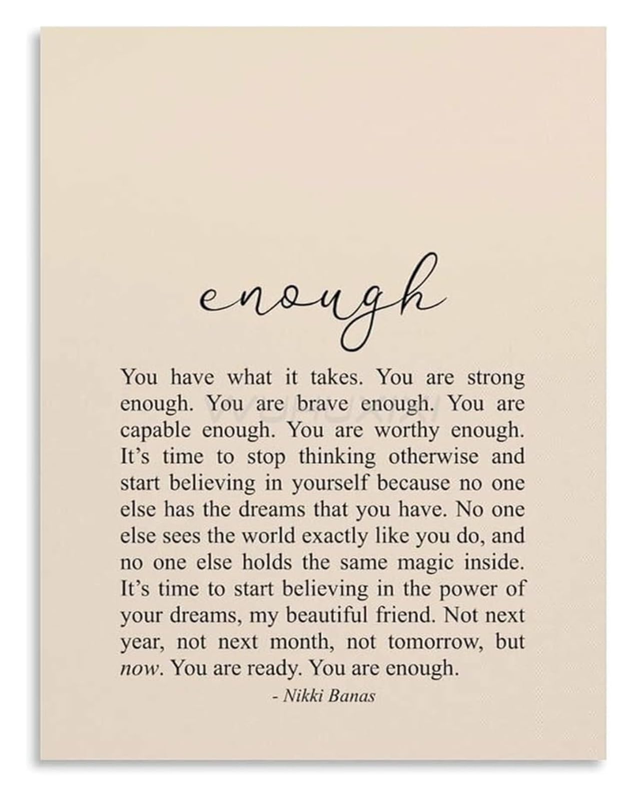 NWPNLXEA You Are Enough Uplifting Quote Modern Canvas Wall-Art for Home Decor Living Room Bedroom Unframed,08x12inch(20x30cm)
