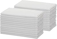 Cotton Craft 24-Pack White Pure Cotton Dinner Napkins 17x17 - Twill Weave Reusable Washable Cloth for Home Restaurant Parties