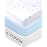 American Baby Company 3 Pack 100% Natural Cotton Fitted Crib Sheets 52 x 28 - Soft, Breathable, Hypoallergenic & Gentle Toddler Bed Sheets, Blue Stars/Blue/White, Neutral for Boys & Girls